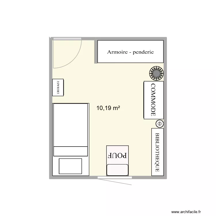 CHAMBRE MATHEO. Plan de 1  et 10 m²