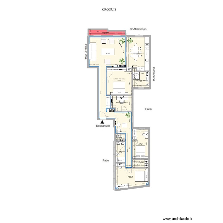 Altamirano 37 def. Plan de 11 pièces et 135 m2