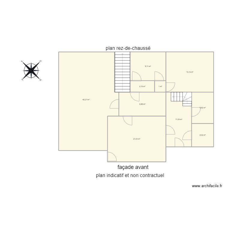 rez de chaussé Marée. Plan de 10 pièces et 119 m2