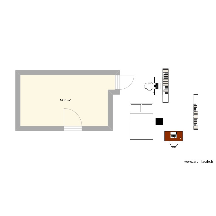 bureau veranda. Plan de 1 pièce et 15 m2