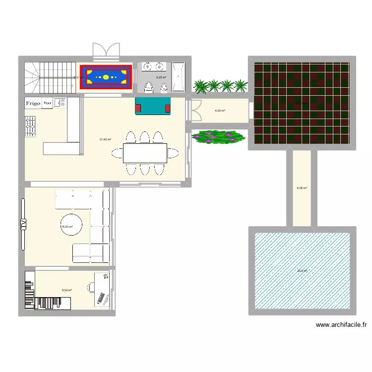 DFCV. Plan de 9  et 131 m²