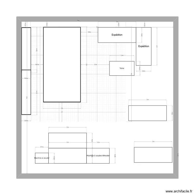 industrie. Plan de 1  et 64 m²