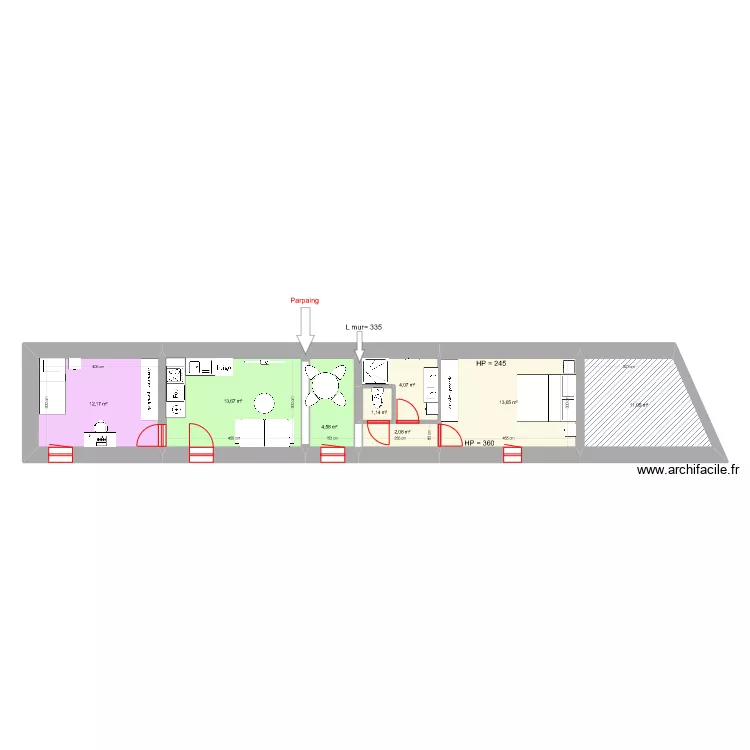 Appartement am&eacute;nag&eacute; cit&eacute; Henri. Plan de 