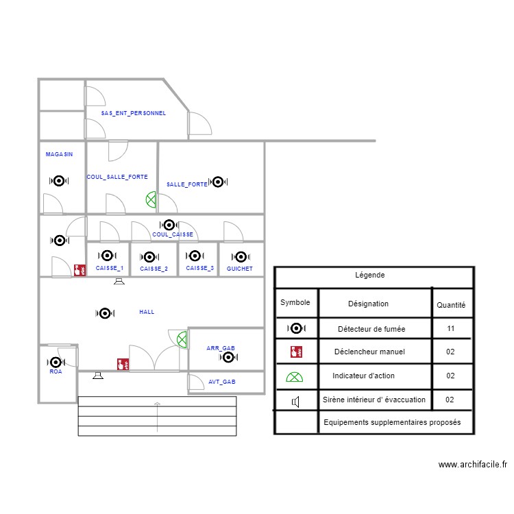 MBOP RDC inc prop1. Plan de 13 pièces et 33 m2