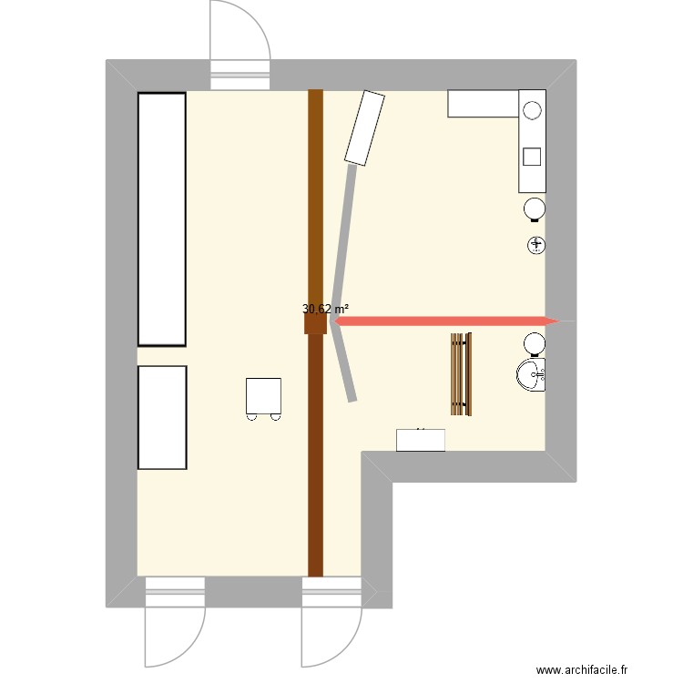 CEO. Plan de 1 pièce et 31 m2