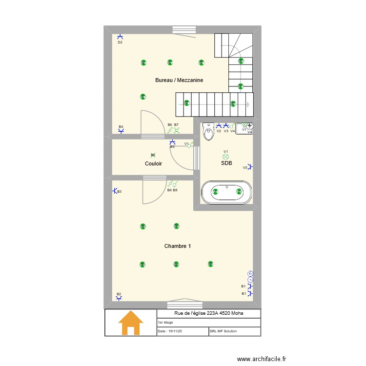 Eglise 223A. Plan de 4 pièces et 40 m2