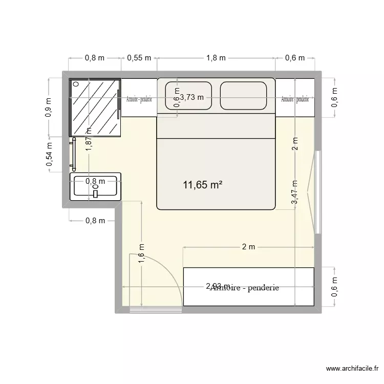 chambre parentale rdc. Plan de 1 Pièce et 12 m² chambre parentale rdc. Plan de 1 Pièce et 12 m²