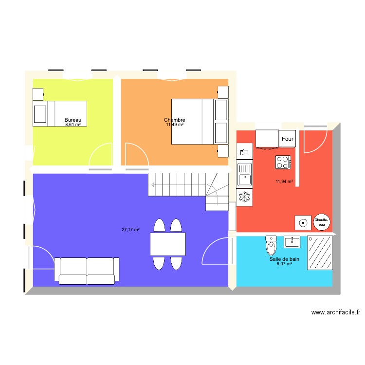 CourcimontV2. Plan de 5 pièces et 65 m2