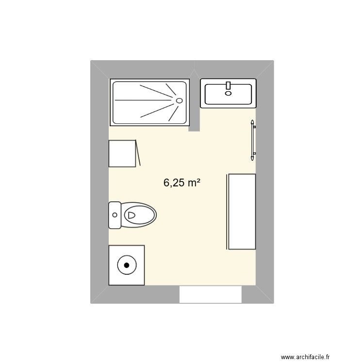 salle de bain carla. Plan de 1 pièce et 6 m2