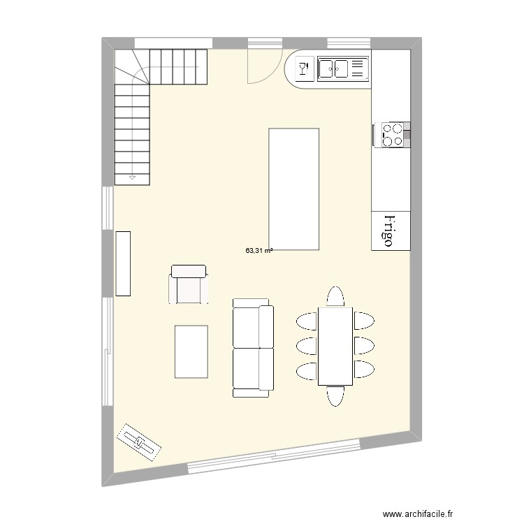 Avançon. Plan de 1 pièce et 63 m2