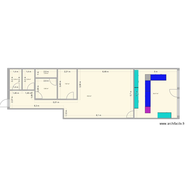 Pastry Lise V2. Plan de 7 pièces et 101 m2