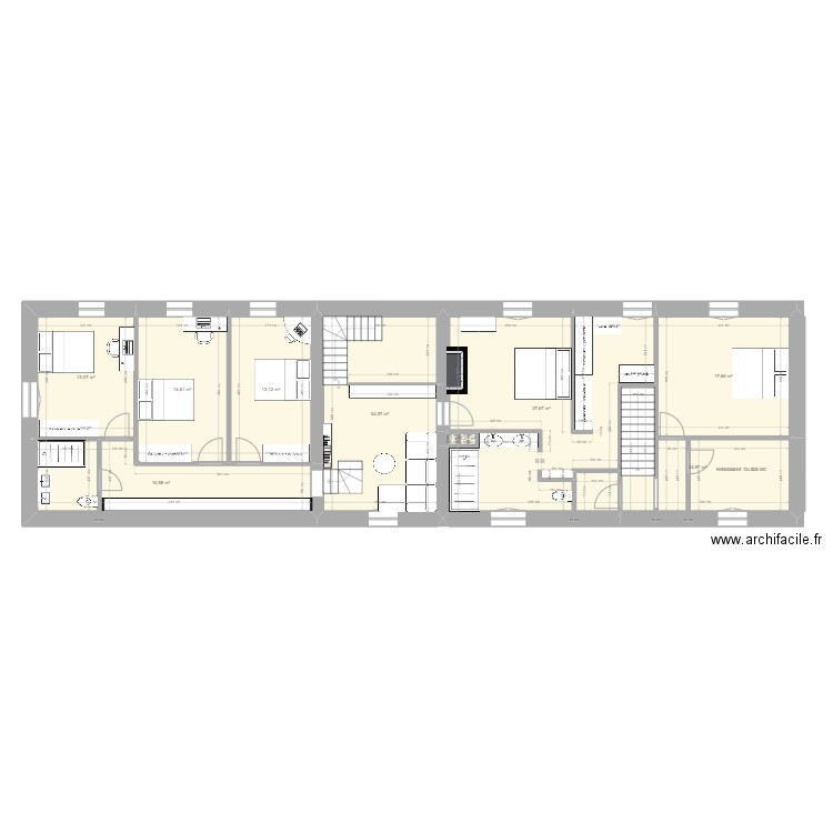 POUILLE    1° E PROJET 2. Plan de 10 pièces et 153 m2