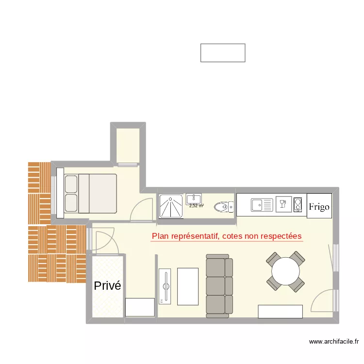 Samuel. Plan de 4  et 43 m²