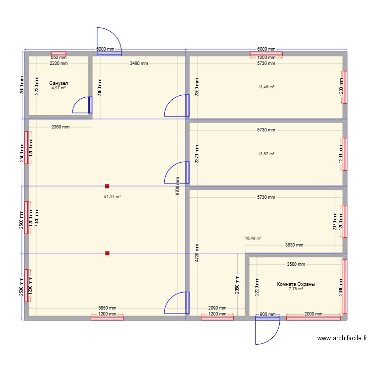 Купавна. Plan de 6 pièces et 109 m2
