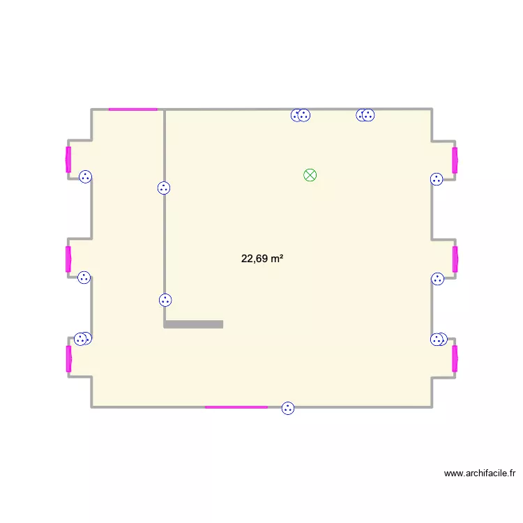 salle d'accrochage. Plan de 1  et 23 m²
