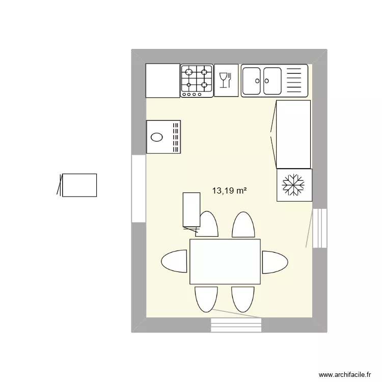 CUISINE LALAYE. Plan de 1 pièce et 13 m²