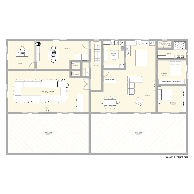 ETAGE. Plan de 15 pièces et 376 m2