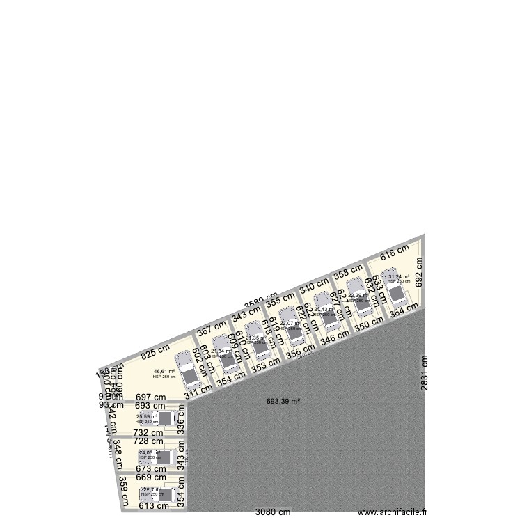 Parking Paul Bert. Plan de 11 pièces et 263 m2