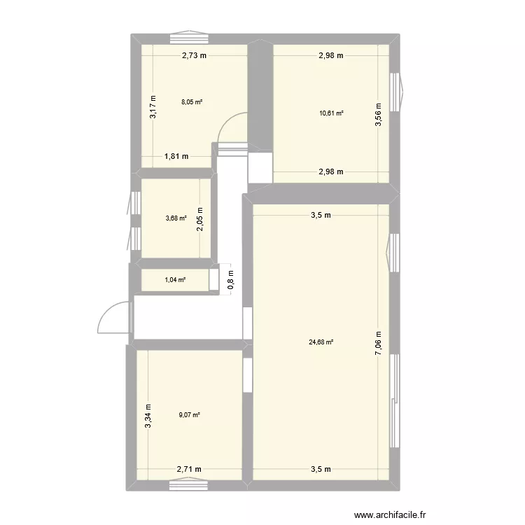 Etage. Plan de 6  et 57 m²