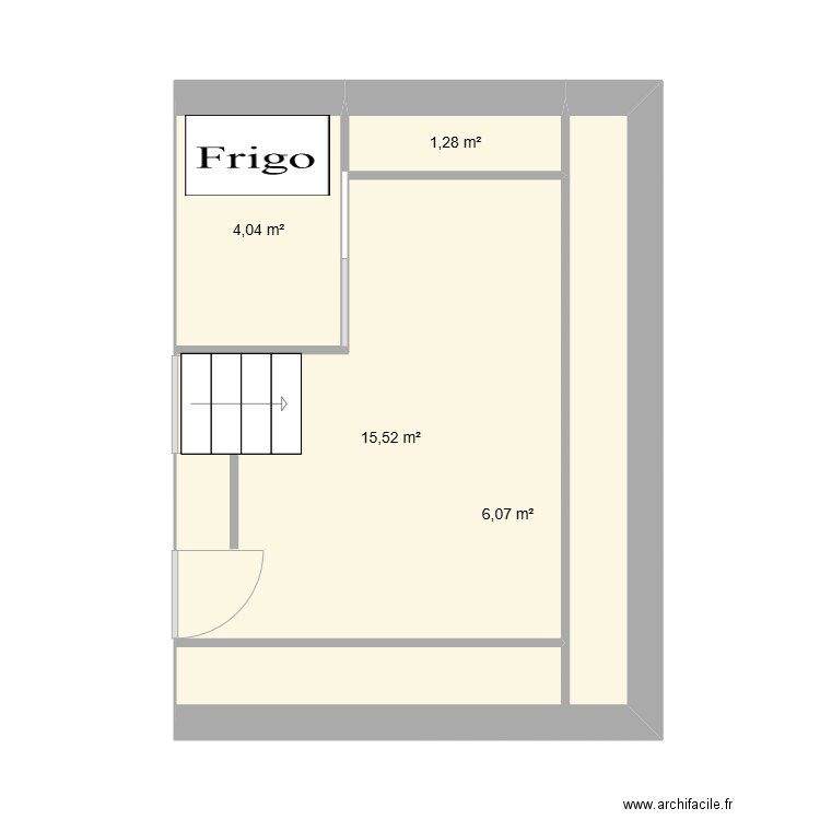 cuisine. Plan de 4 pièces et 27 m2