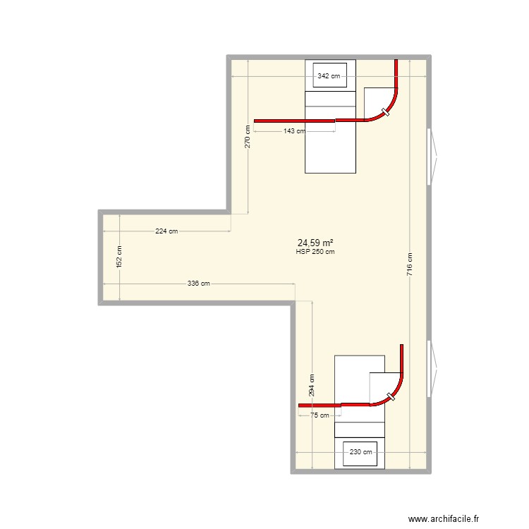 EHPAD LES CHENES VERT CH DOUBLE . Plan de 1 pièce et 25 m2