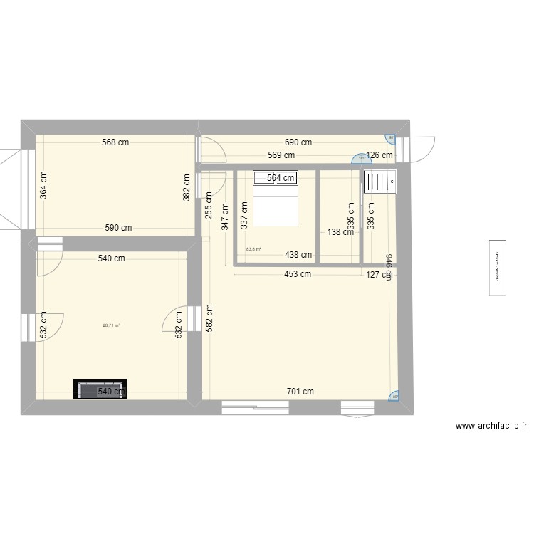 GARAGE 3. Plan de 2 pièces et 113 m2