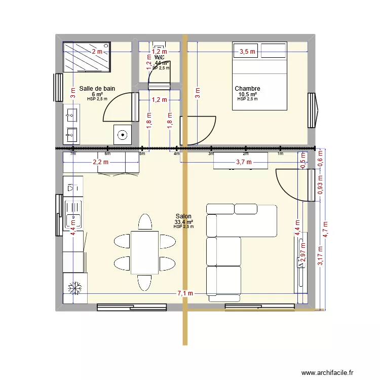 bb2. Plan de 4  et 51 m²