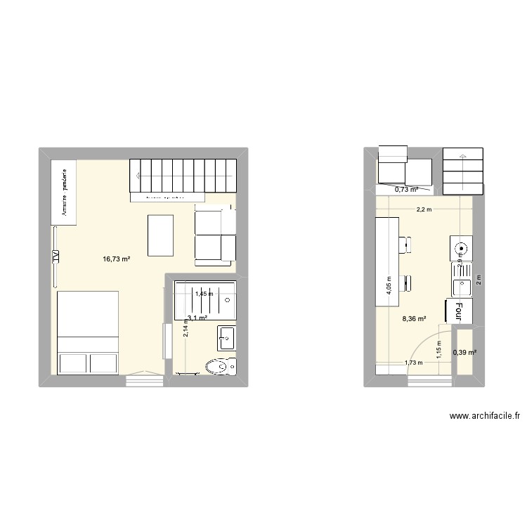 MDB FRERES LUMIERES. Plan de 5 pièces et 29 m2