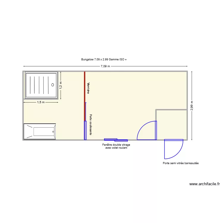 PROJET TOILETAGE CANIN. Plan de 4  et 21 m²