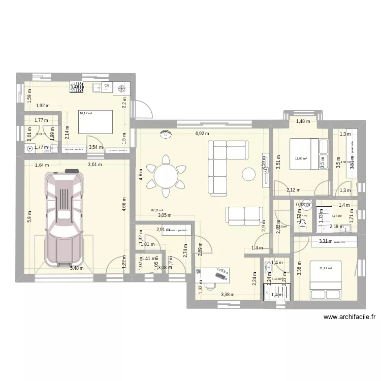 Projet maison n°2/ 2 chambres. Plan de 10 et 145 m² Projet maison n°2/ 2 chambres. Plan de 10 et 145 m²
