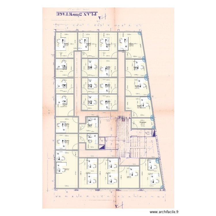 1-2-3-4 etage. Plan de 26 pièces et 196 m2