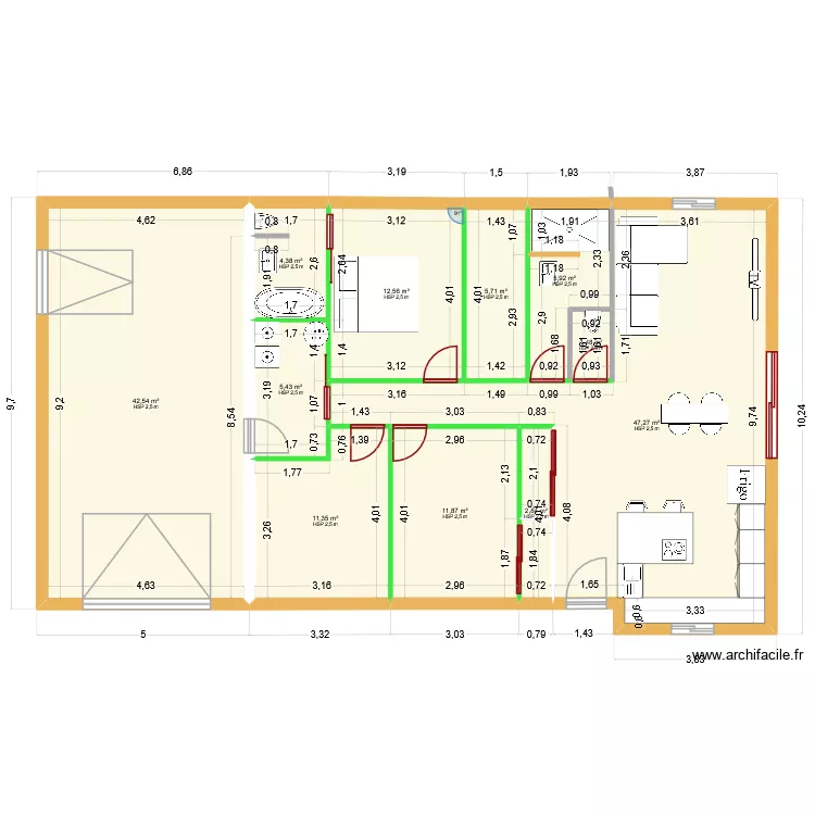 plan 3. Plan de 11 pièces et 151 m²