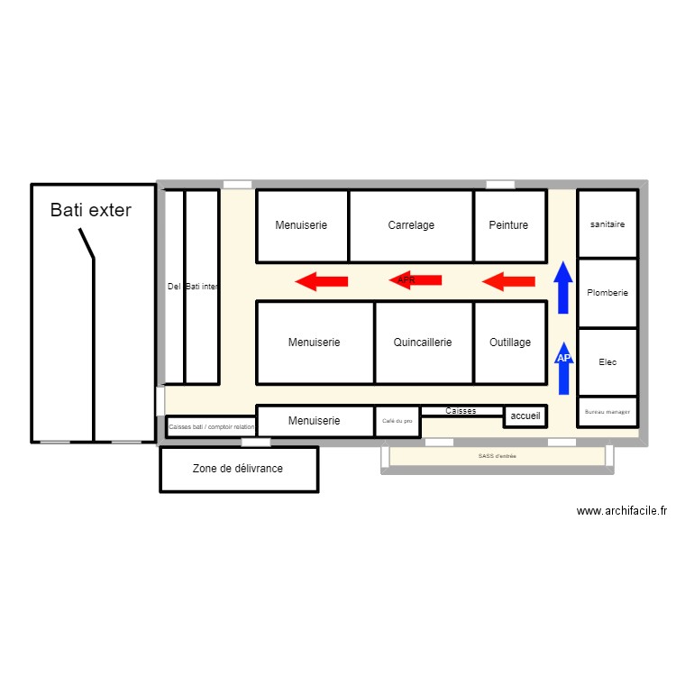 Bricoman. Plan de 21 pièces et 218 m2