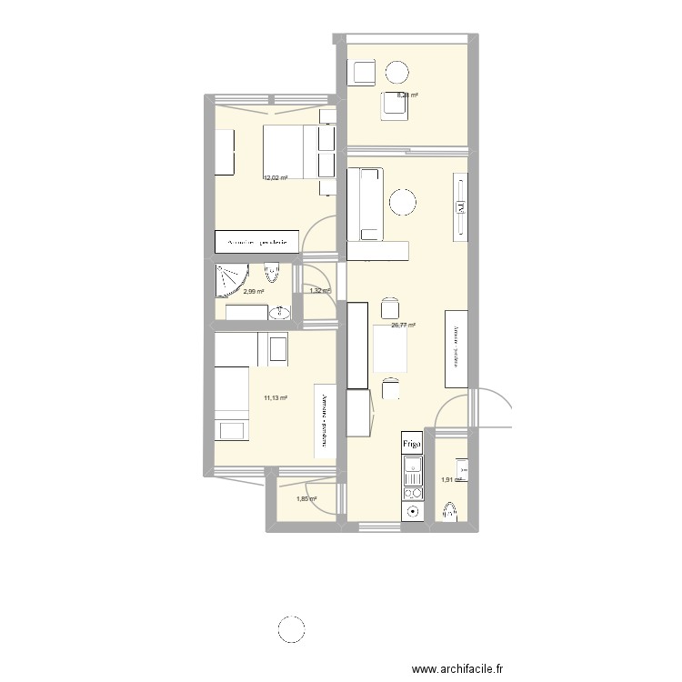 appartement batroun. Plan de 8 pièces et 66 m2