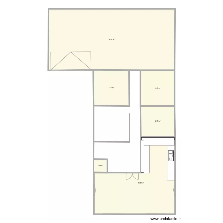 Maison en L-2. Plan de 6 et 196 m² Maison en L-2. Plan de 6 et 196 m²