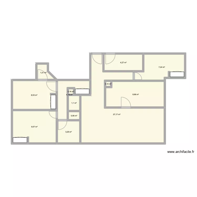 Maison. Plan de 13  et 77 m²