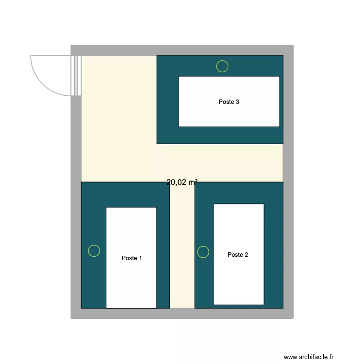 Plan atelier production trousses. Plan de 1 et 20 m² Plan atelier production trousses. Plan de 1 et 20 m²