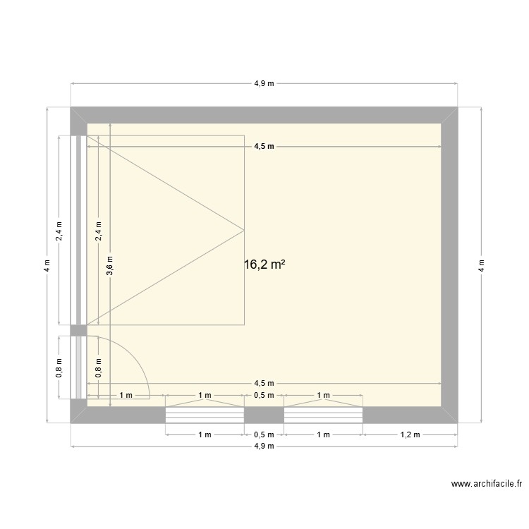 GARAGE 1. Plan de 1 pièce et 16 m2