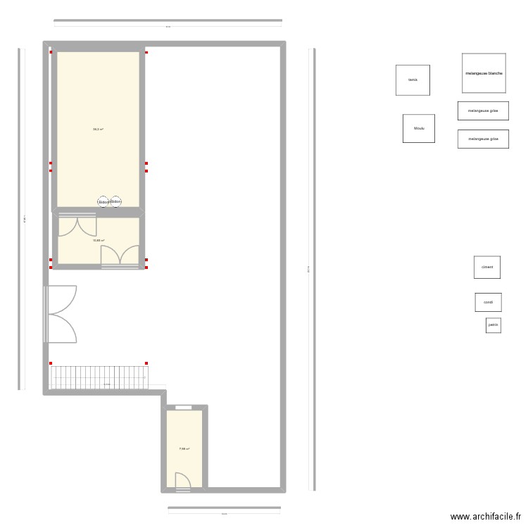 Locaux objectif hakim. Plan de 1 pièce et 8 m2