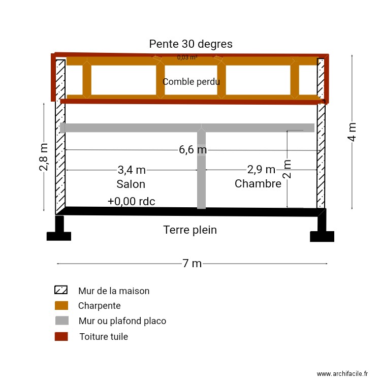 Plan coupe nord 67. Plan de 4 pièces et 4 m2