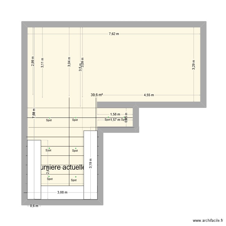 Maison. Plan de 1 pièce et 40 m2