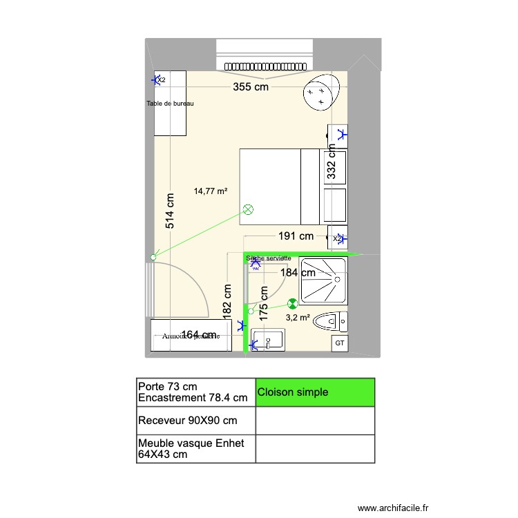 Chambre 9 (1er &eacute;tage). Plan de 0 pièce et 0 m2