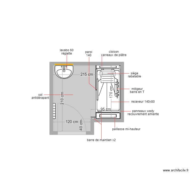 decouhai. Plan de 1 pièce et 4 m2