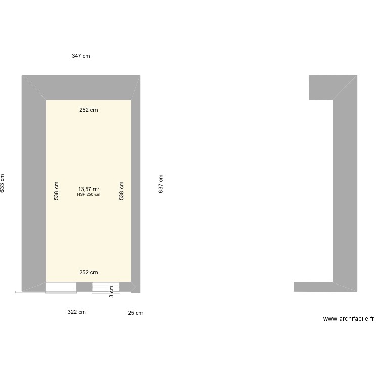 Hugo porche/etage/Facade Nord. Plan de 2 pièces et 42 m2