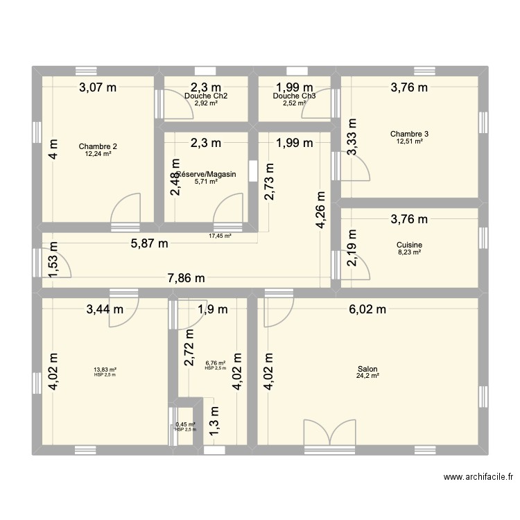 Plan oook. Plan de 11 pièces et 107 m2