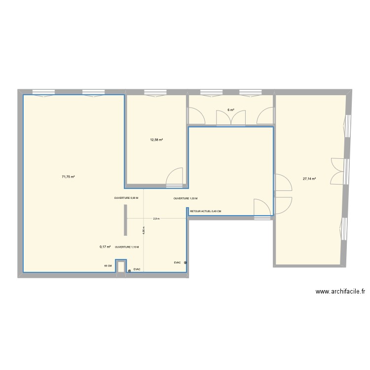 general sarail. Plan de 5 pièces et 118 m2