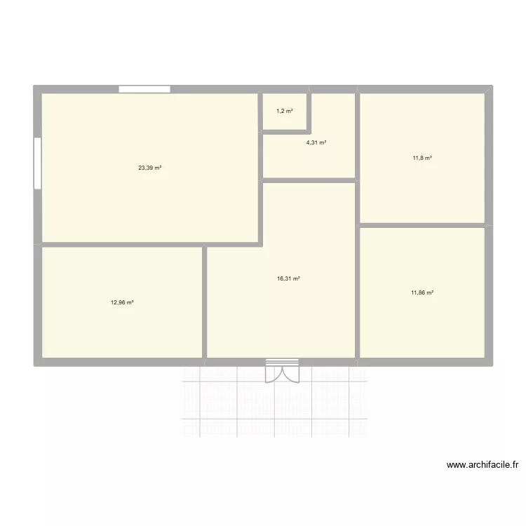 trvail. Plan de 7  et 82 m²