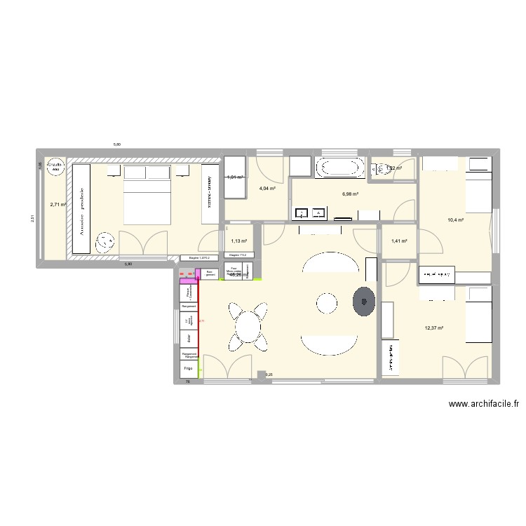 21/04. Plan de 10 pièces et 87 m2