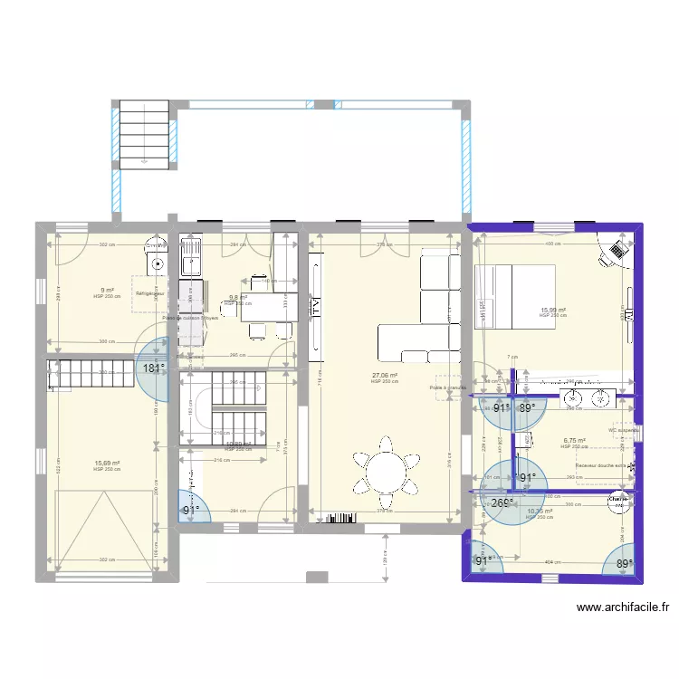 Plan maison sans couloir. Plan de 11 Pièces et 153 m² Plan maison sans couloir. Plan de 11 Pièces et 153 m²