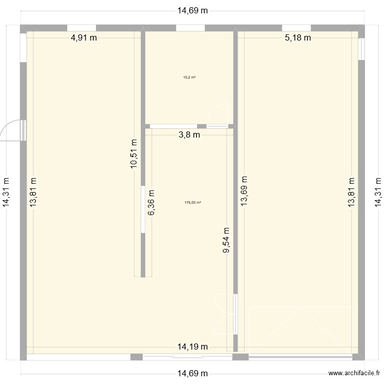 moreau. Plan de 2 pièces et 192 m2